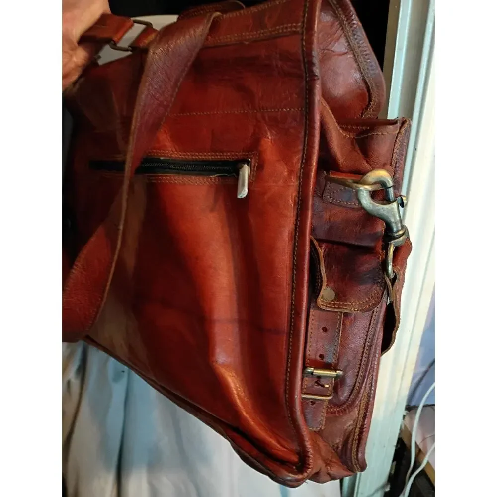 komals passion leather messenger bag Brown Removable Shoulder Strap Multi...